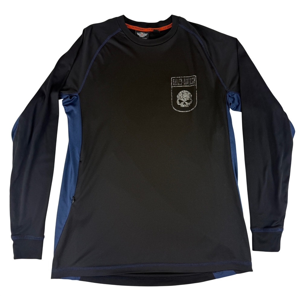 Harley‎ Davidson Performance Shirt Mens Medium Black Willie G Skull Long Sleeve